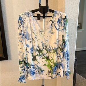 Calvin Klein Blue and Green Floral Blouse